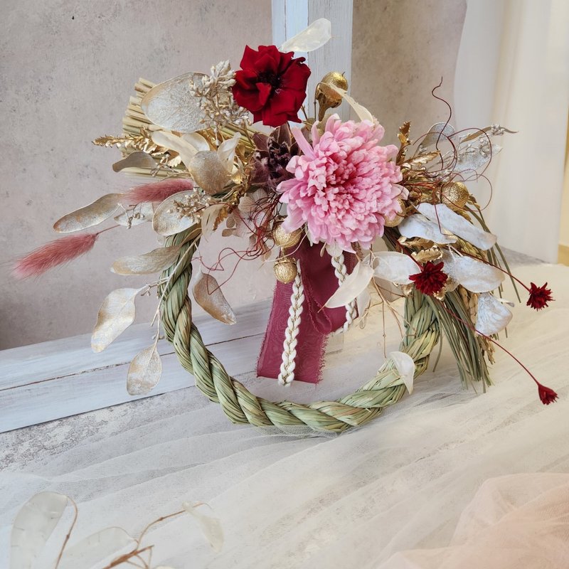 日式注连绳 新春开运 新春注连绳 新年 永生花 清新 - 干燥花/捧花 - 植物．花 粉红色