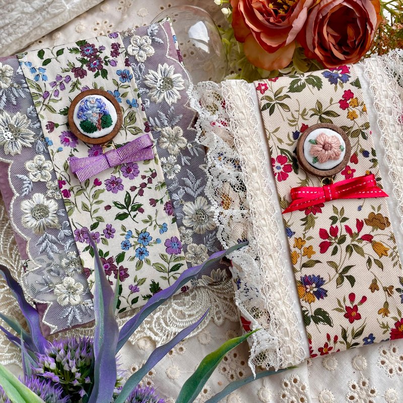 垃圾日记本杂项笔记本刺绣笔记本少女红 - 书衣/书套 - 棉．麻 红色