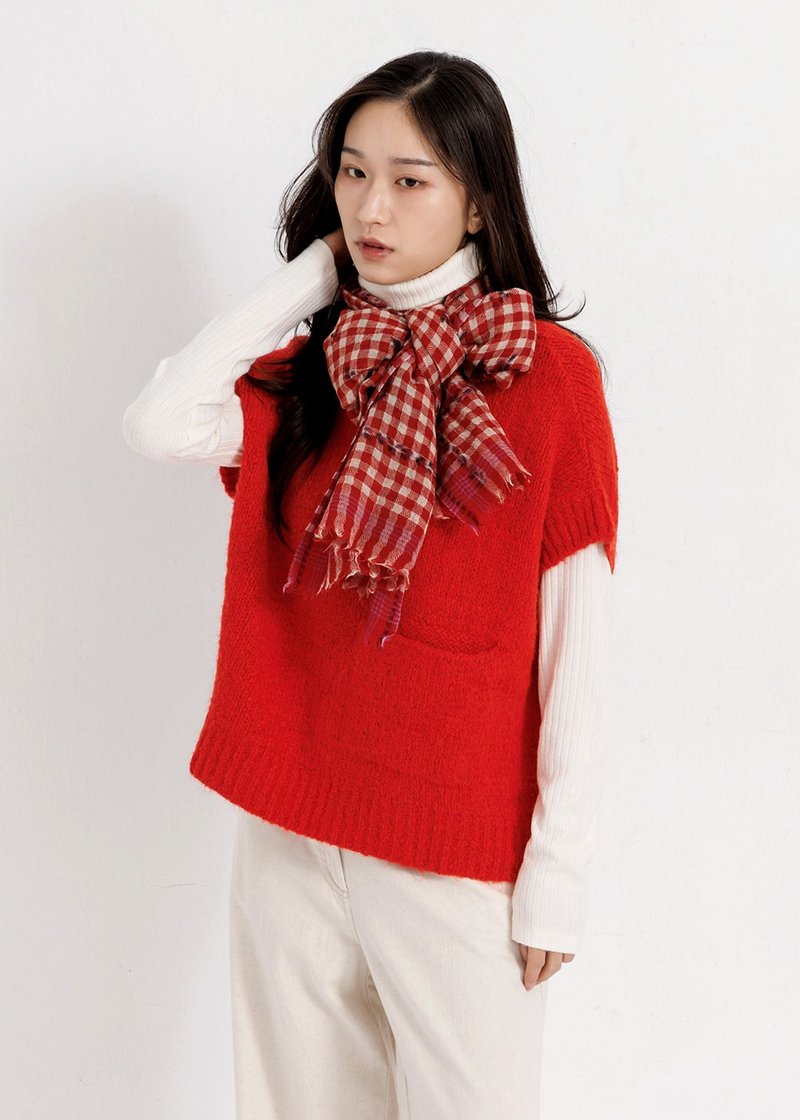 693 羊毛围巾70 - 玫红 - 围巾/披肩 - 羊毛 