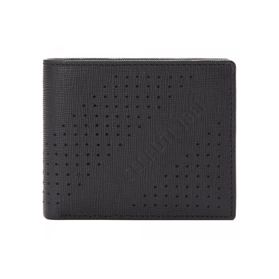 CERRUTI 1881 限量2折 顶级小牛皮6卡短夹 全新专柜展示品 - 皮夹/钱包 - 真皮 黑色