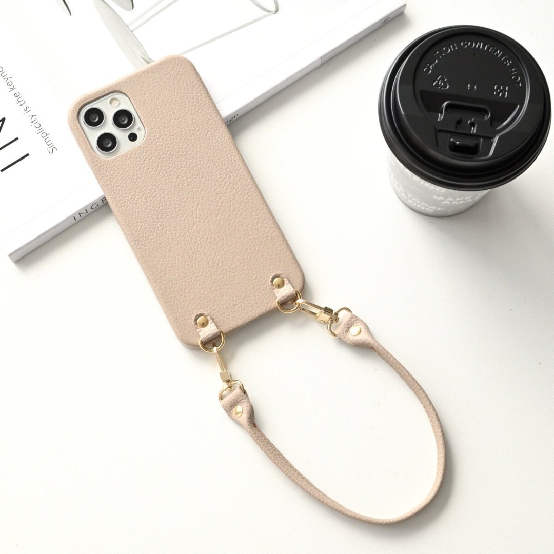 Bag Handle Style Smartphone Strap [Shrink Leather] Handle Genuine Leather Short Strap Camera Strap Smartphone Strap Dull Color FS30K - 手机配件 - 真皮 咖啡色