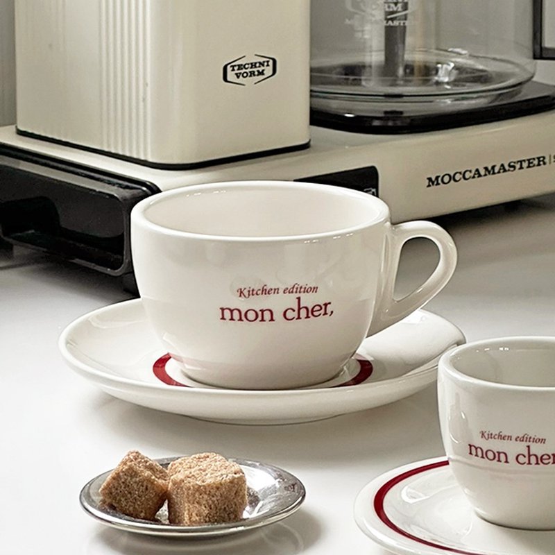 复古红咖啡杯组 - 咖啡杯/马克杯 - 瓷 白色
