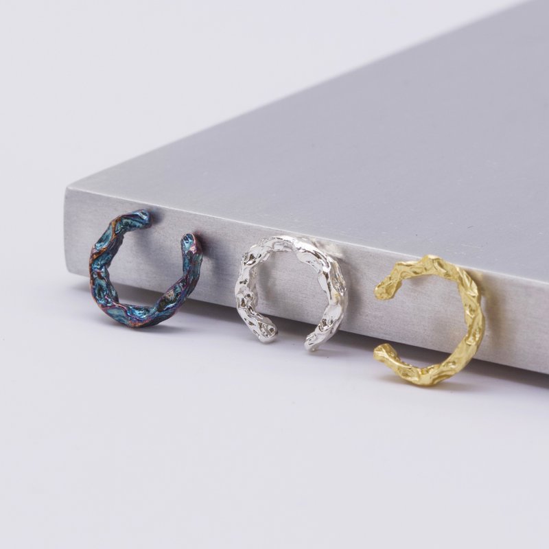 半天花 纯银耳环 18K镀金耳环 耳骨耳环 细版 三色 - 耳环/耳夹 - 纯银 银色