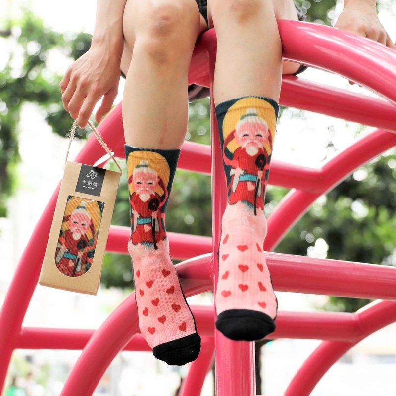 【小创袜】好神袜-月老 /神明/保佑/平安/运动袜 - 袜子 - 环保材料 粉红色