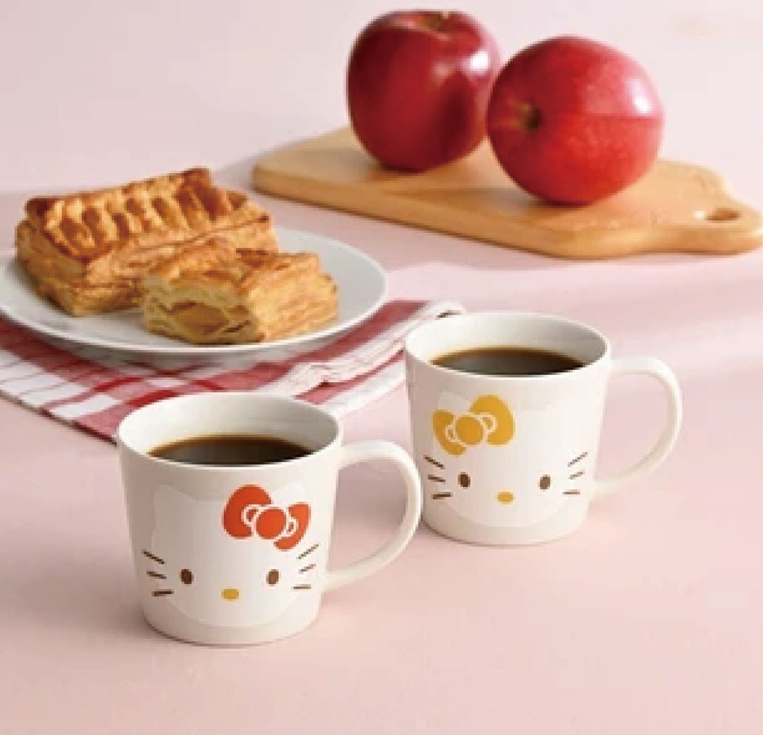 有田烧-三丽鸥Hello Kitty联名马克杯对杯组 - 咖啡杯/马克杯 - 瓷 白色