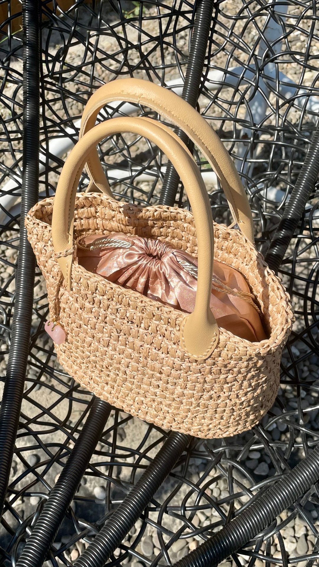 焦糖色包包 编织包 拉菲草包 手提包 包袋 - 手提包/手提袋 - 其他材质 卡其色