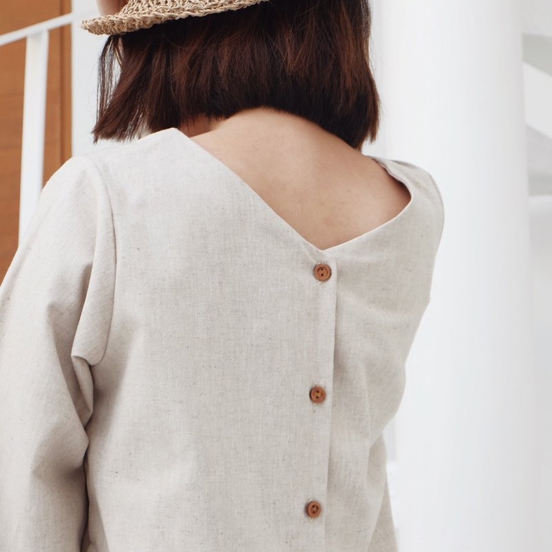 Yuri Blouse : Beige - 女装上衣 - 棉．麻 卡其色