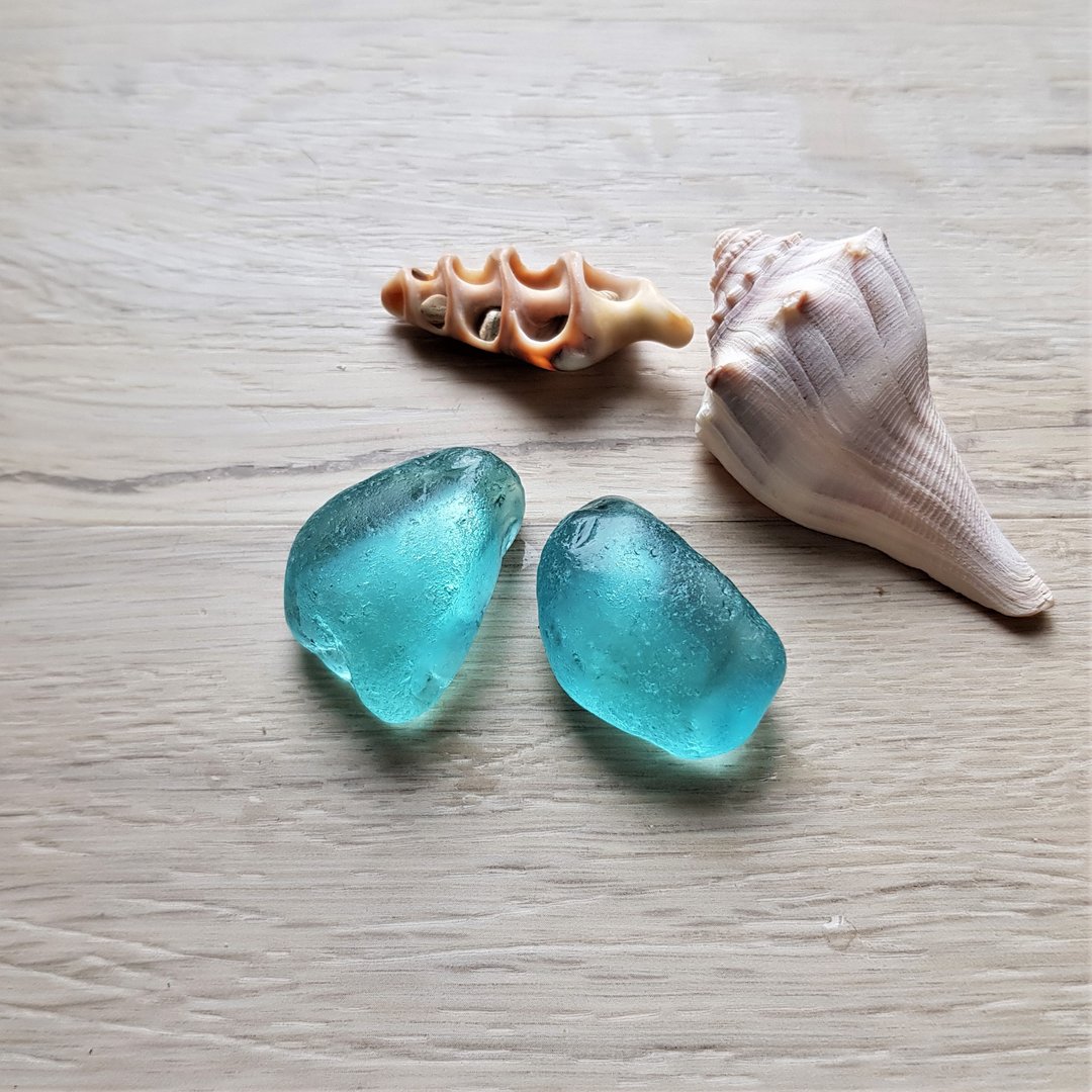 Teal blue sea glass. Authentic sea glass. P053 - 其他 - 玻璃 蓝色
