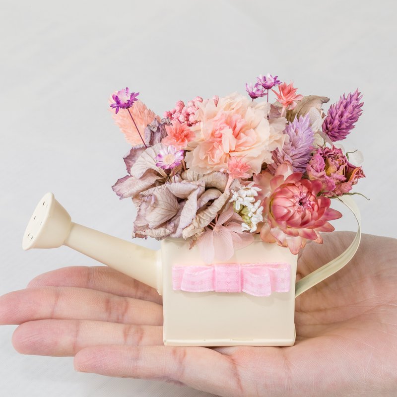 Kinki手作 爱的温度 不凋双色康乃馨佐干燥花 小盆栽 小盆花 浇花器 给妈妈的花礼 - 植栽/盆栽 - 植物．花 粉红色