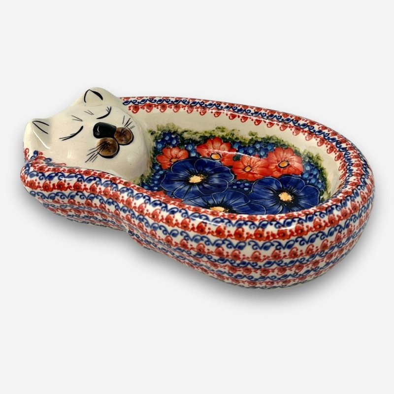波兰手绘手工陶-猫咪造型碗 24cm 赤蓝芳华系列 波兰制 - 碗 - 陶 多色