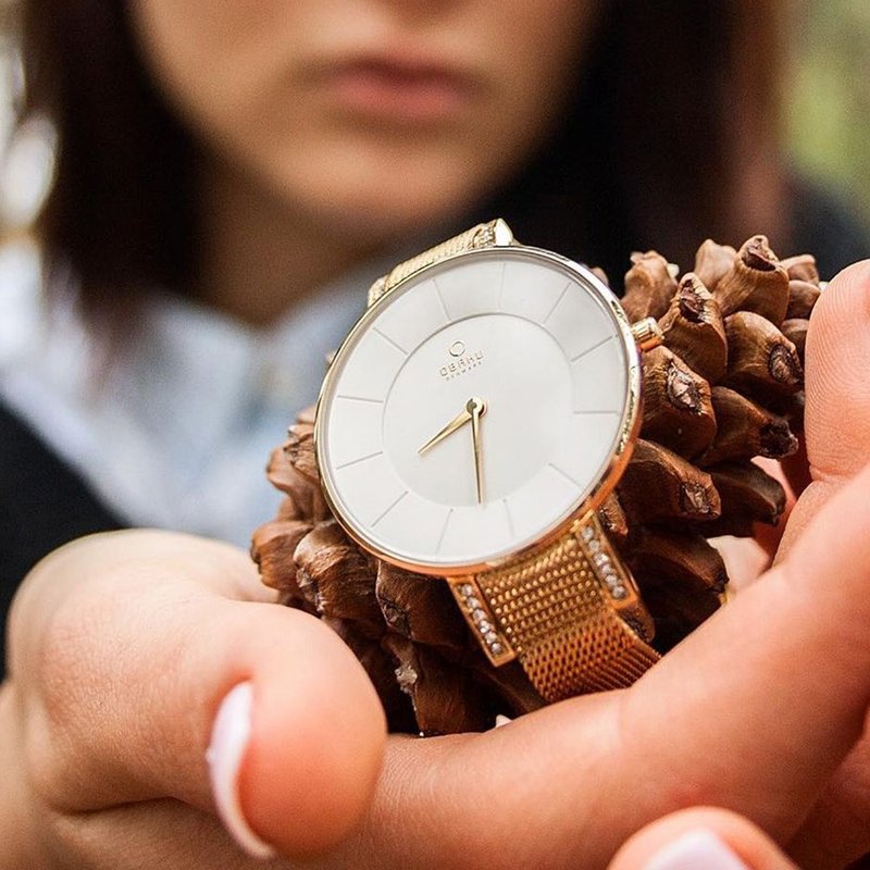 OBAKU 采耀时刻晶钻时尚腕表-香槟金色/34mm-V158LEGIMG - 女表 - 不锈钢 多色
