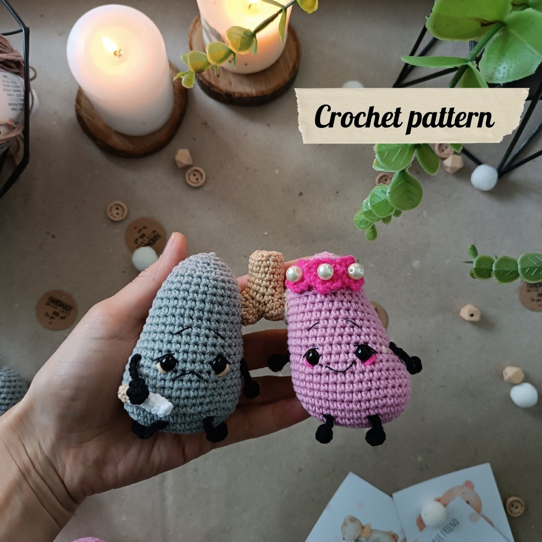 钩针图案肺，amigurumi 肺，解剖肺钩针图案 - 手工艺教程/工具书 - 其他材质 