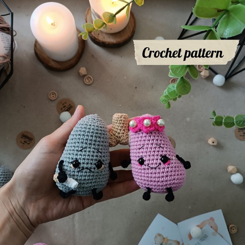 钩针图案肺，amigurumi 肺，解剖肺钩针图案 - 手工艺教程/工具书 - 其他材质 