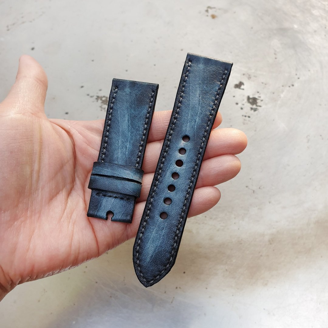 Vintage Apple Watch Band手工系列5系列4系列3系列2系列1 - 表带 - 真皮 蓝色