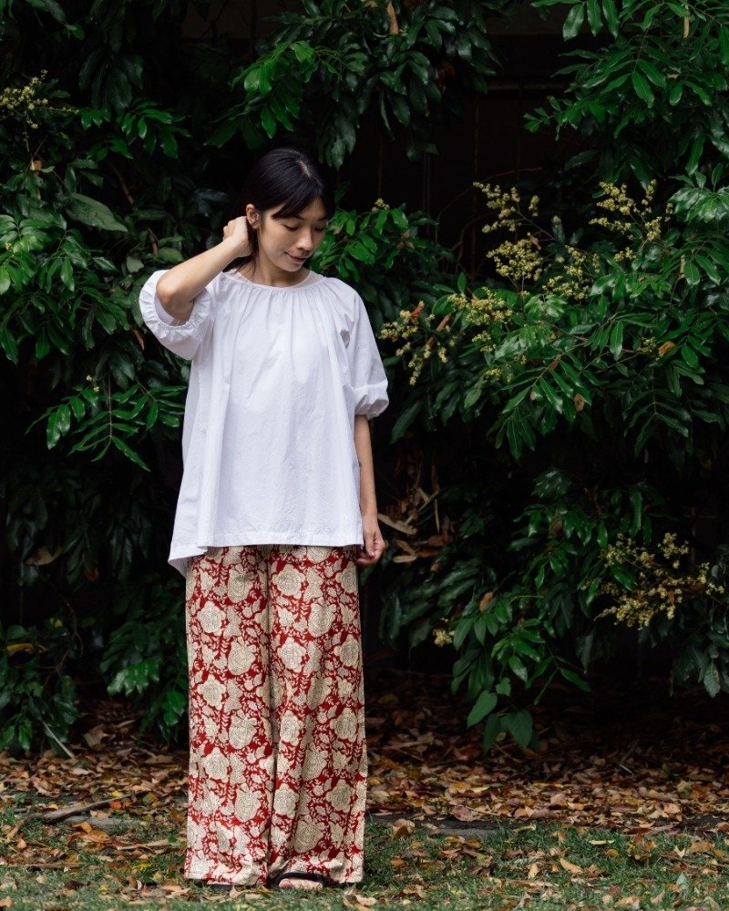 印度盖染工艺纯棉 女生长裤 － 牡丹花红 - 女装长裤 - 棉．麻 多色