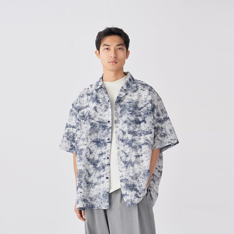 TopBasics 日系扎染夏威夷衬衫 - 男装衬衫 - 棉．麻 蓝色