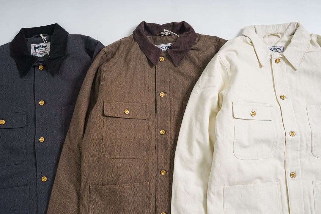 照旧古着 HOUSTON JAPAN 人字斜纹布 四口袋 工作外套 vintage - 男装外套 - 棉 多色