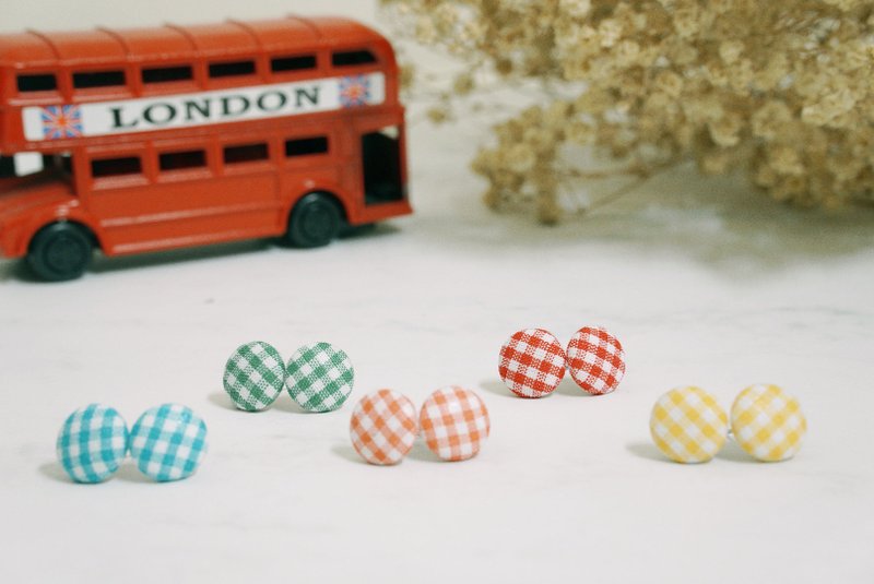 Pitaya des Quefy 经典格子系 不锈钢针耳环/ 硅胶夹式耳环 - 耳环/耳夹 - 棉．麻 