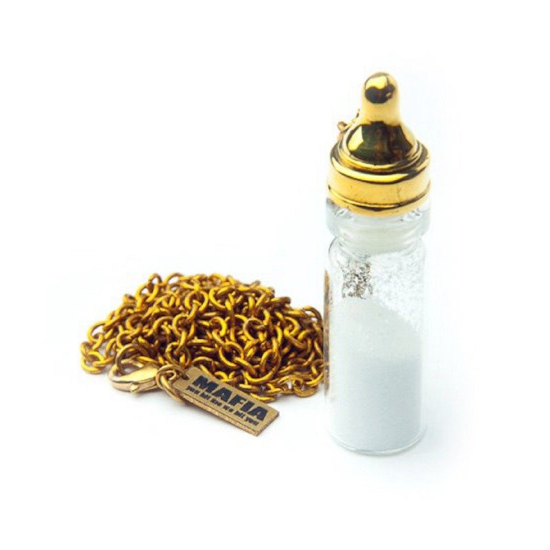Nursing bottle in brass color ,Rocker jewelry ,Skull jewelry,Biker jewelry - 项链 - 其他金属 