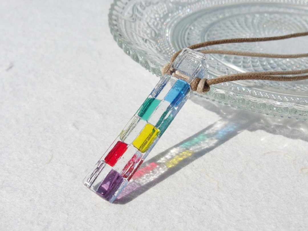 [Rainbow] Rainbow glass (colorful) necklace [Made to order] - 项链 - 玻璃 多色