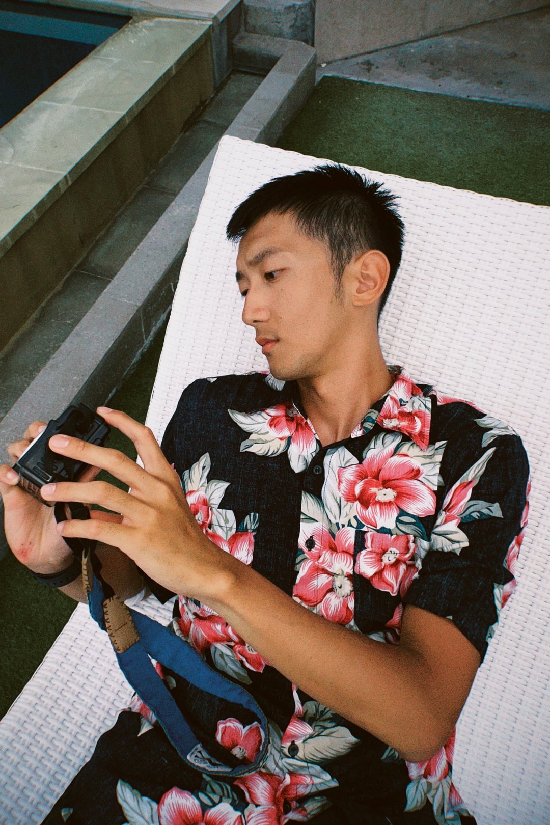 Floral Button Up 短袖衬衫 - 仿旧黑色 - 男装衬衫 - 其他人造纤维 黑色