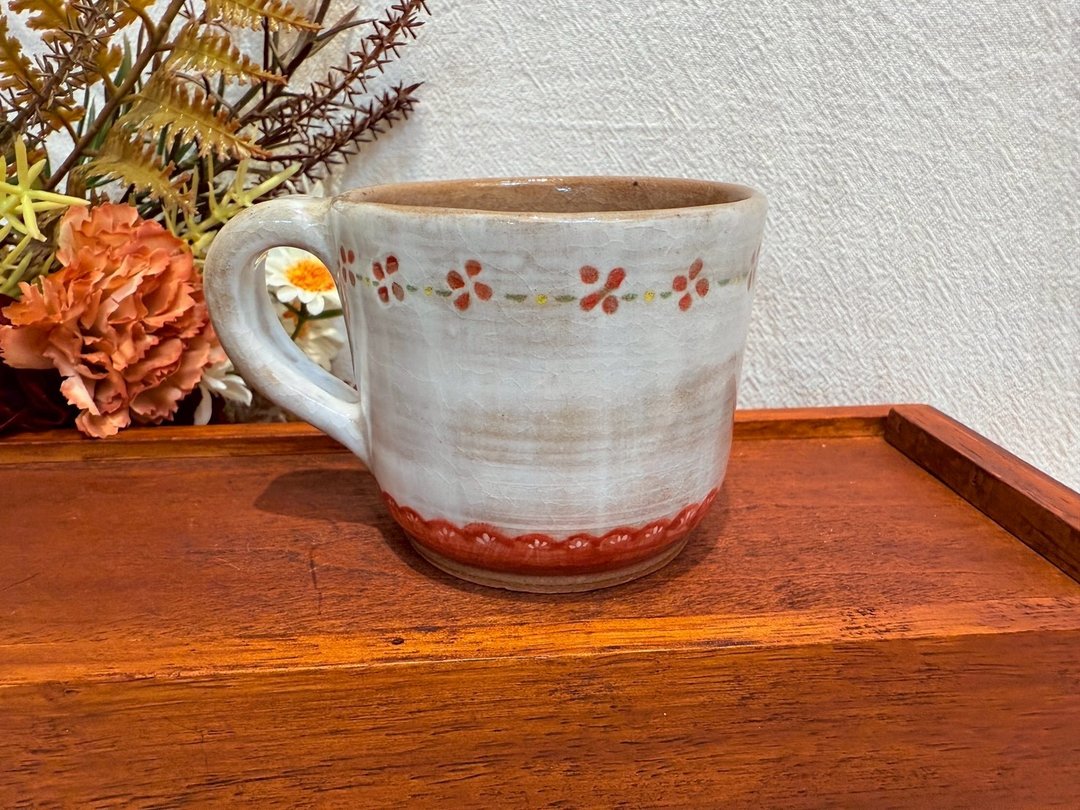 小花暖心陶杯 - 咖啡杯/马克杯 - 陶 白色