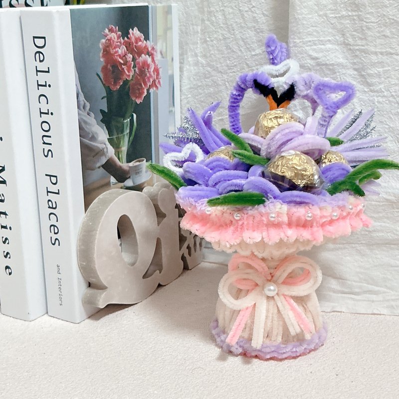 【手工订制】真爱幸福天鹅金沙花束(金沙巧克力5颗) - 摆饰 - 其他材质 