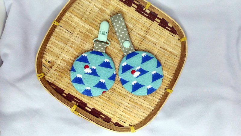 日本富士山(湖水绿)/宝贝圆形平安符袋.福袋.香火袋.诗签袋 - 婴儿饰品 - 棉．麻 绿色