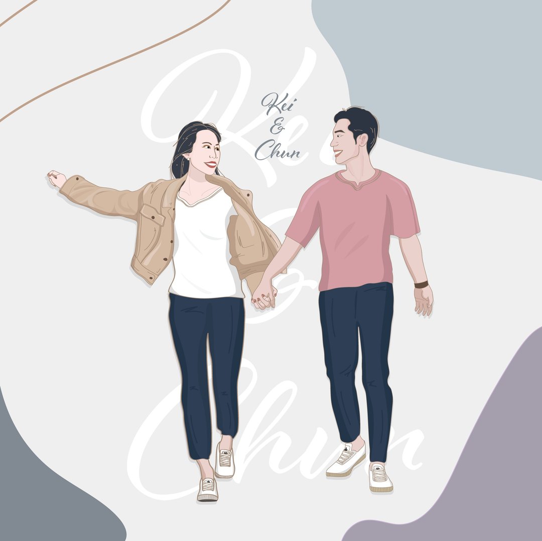 |全身| 定制绘图-似颜绘-人像插画-结婚-庆祝 - 电子手绘真人画像/绘画/插画 - 其他材质 