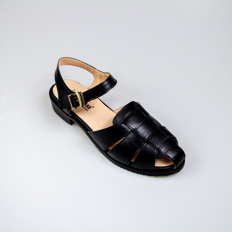 中跟编织凉鞋/黑色/237C楦 - 男女凉鞋 - 真皮 黑色