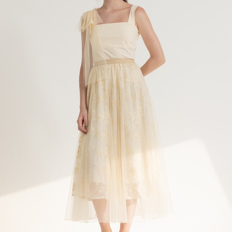 卡农绣花菲利斯纱裙   杏 - 裙子 - 聚酯纤维 