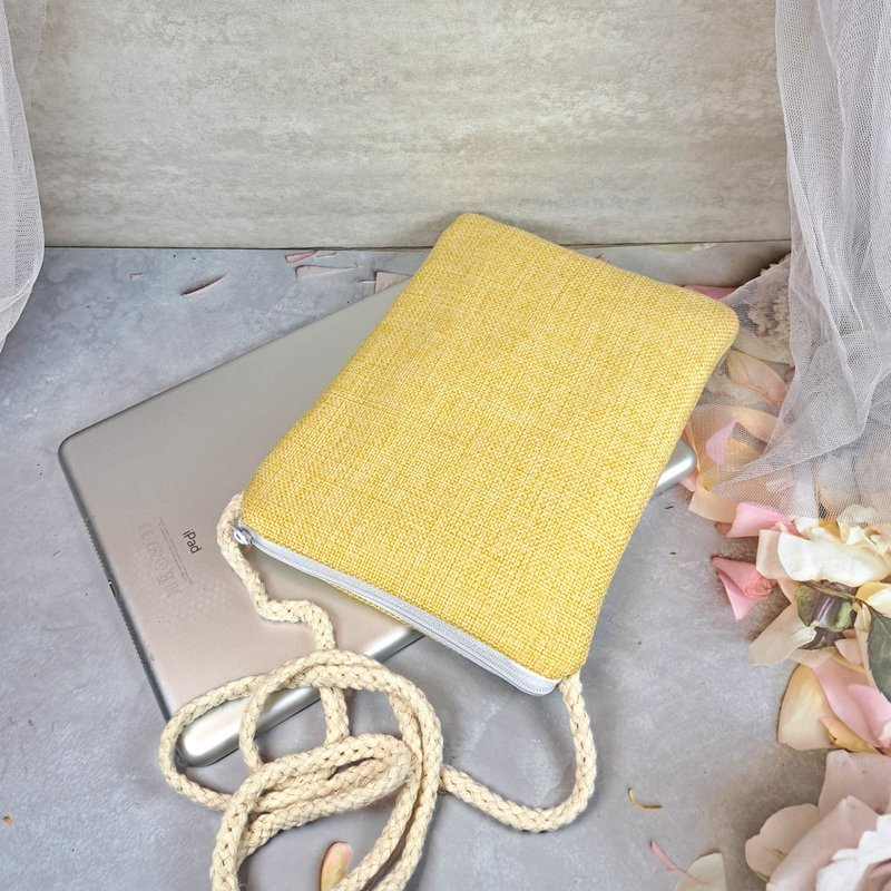 电话包/肩背包/钭背包/手机袋 ~ (CB2501-Yellow) RS - 侧背包/斜挎包 - 棉．麻 黄色