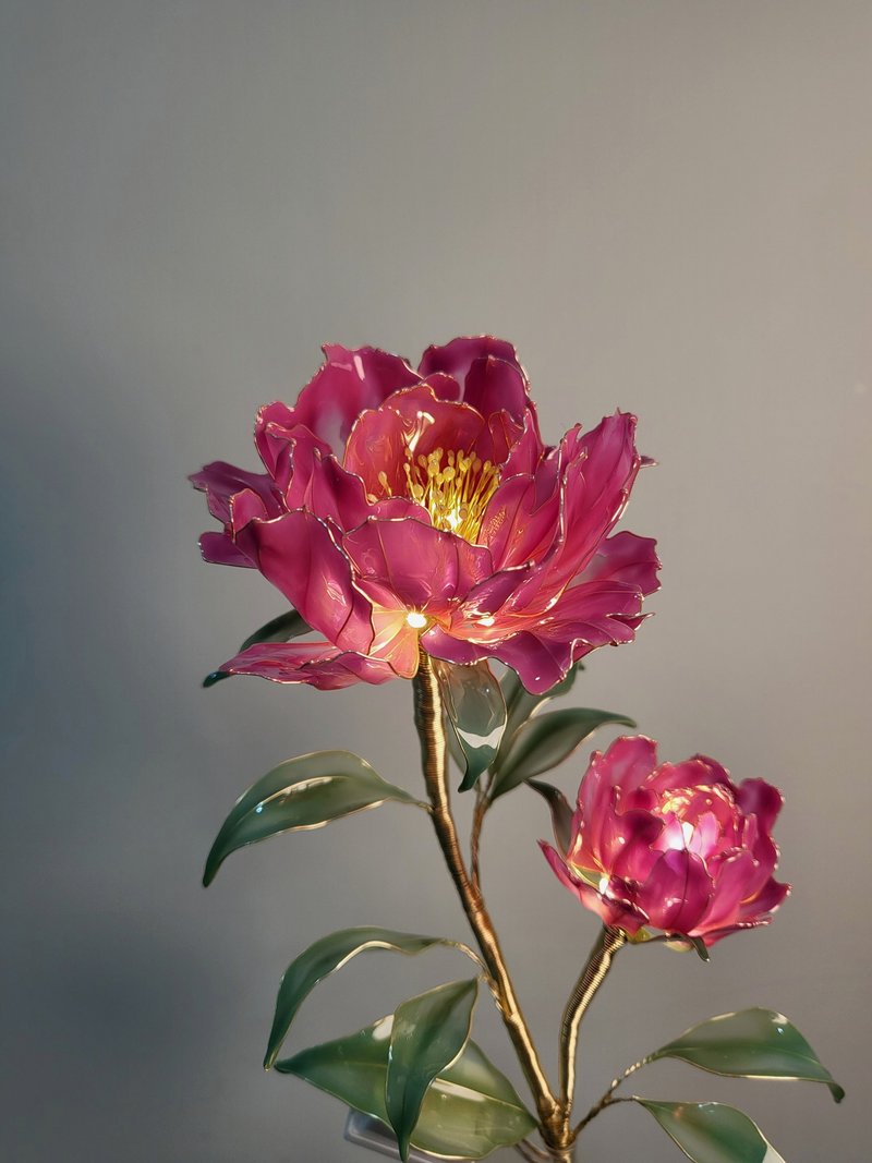 牡丹花【闲逛花间系列•沾浸艺术花灯】。小夜灯。生日礼物 - 灯具/灯饰 - 树脂 