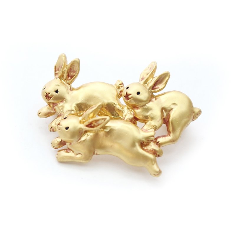 Jumping Brooch ぴょんぴょんブローチ　/ ピンブローチ　PB094 - 胸针 - 其他金属 金色