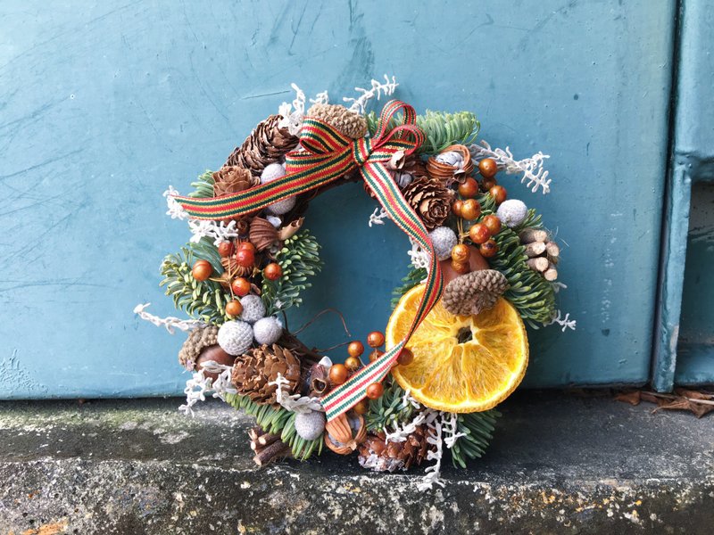 【好花】干燥花圈 圣诞节花圈 橙片果实花圈 圣诞节礼物(S) - 摆饰 - 植物．花 红色