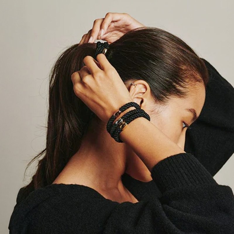 【L. ERICKSON 官方旗舰】 粗版 弹力发圈 8入 || 经典黑/银珠 || - 发饰 - 其他材质 黑色