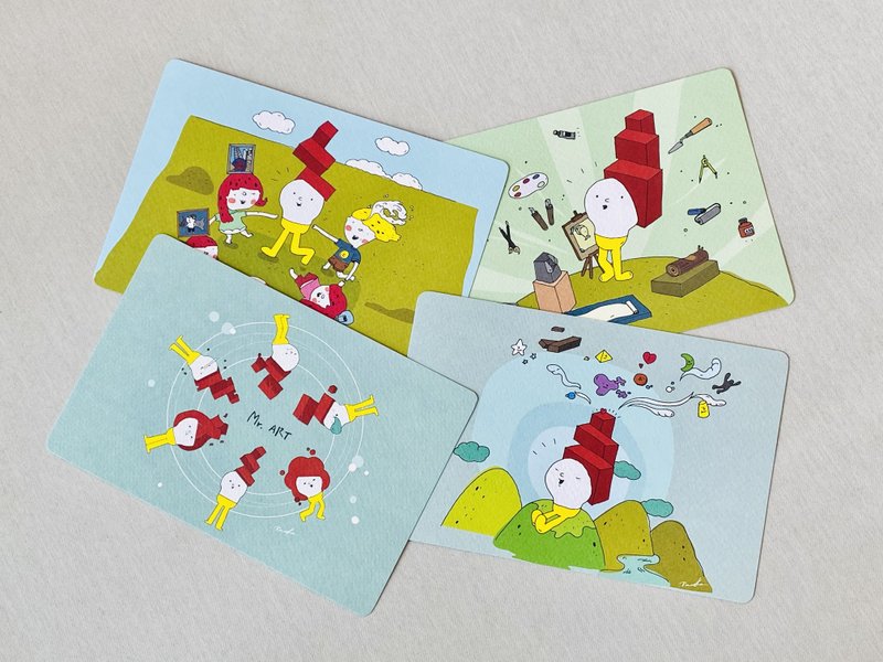 国美馆延伸文创小物 来国美馆遇见Mr.Art 明信片 - 卡片/明信片 - 纸 绿色