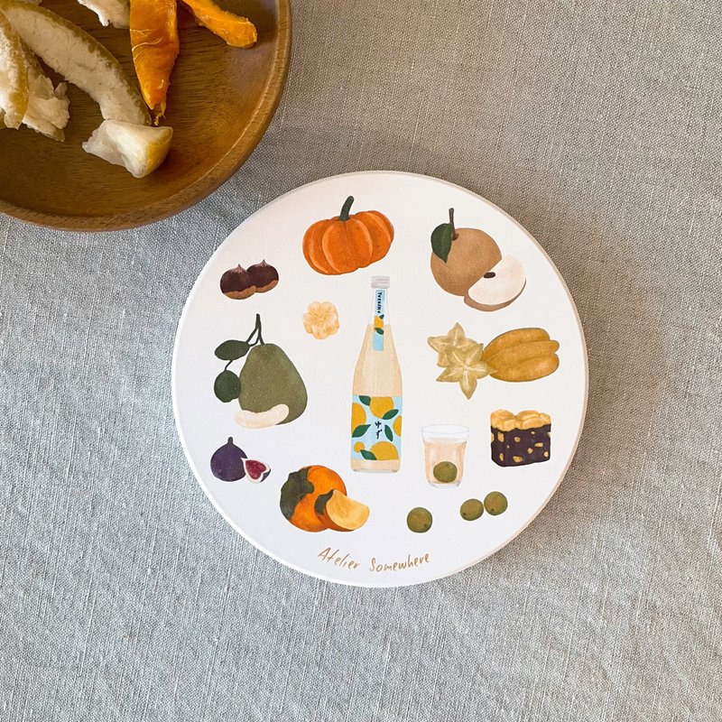 美味小食堂系列 / 丰收果实之秋陶瓷杯垫 - 杯垫 - 陶 多色