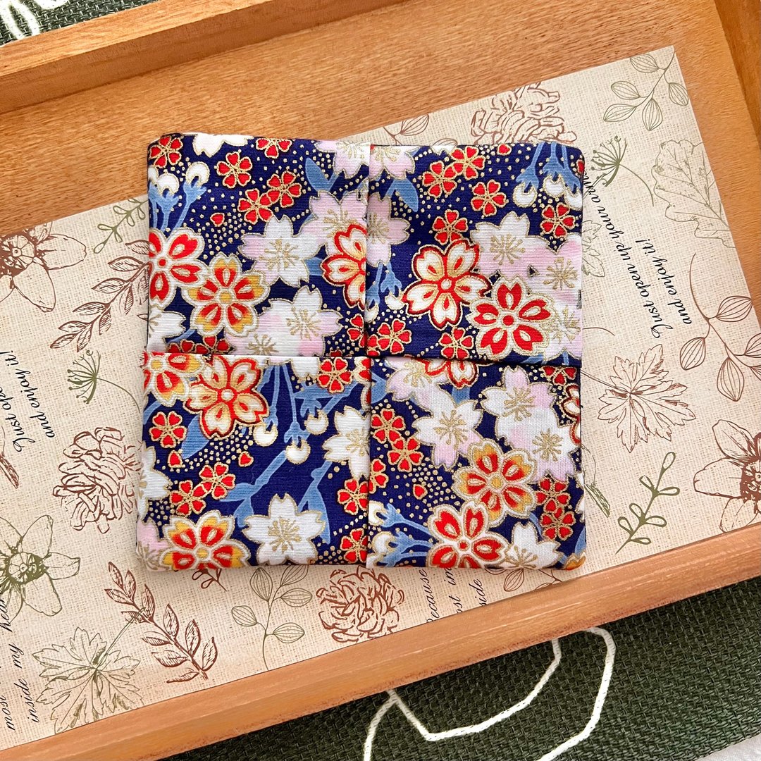 蓝夜之樱杯垫 樱花限定 手工布杯垫 - 杯垫 - 棉 多色