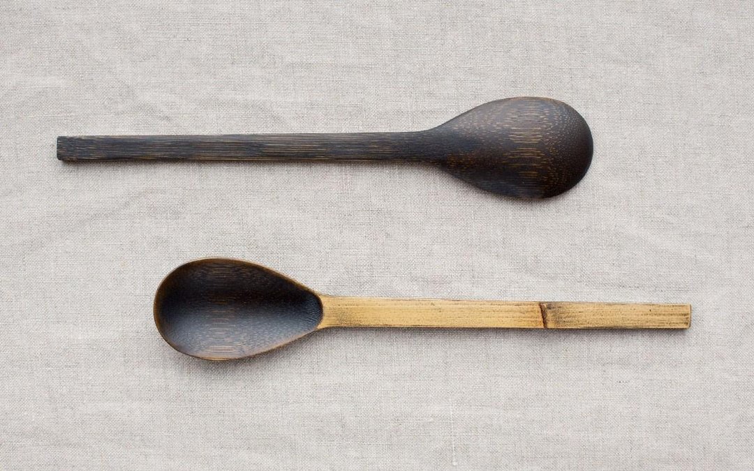 Bamboo spoon wiping lacquer black lacquer - 筷子/筷架 - 木头 黑色