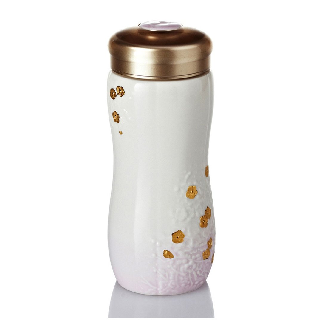 梅花随身杯 / 大 / 双层 / 浅紫金 350ml - 水瓶/水壶 - 瓷 白色