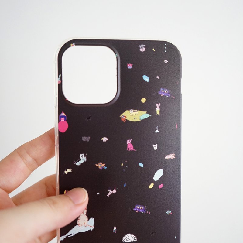 iphone 17全系列 质感黑色印花手机壳-晚安这个世界 - 手机壳/手机套 - 橡胶 黑色