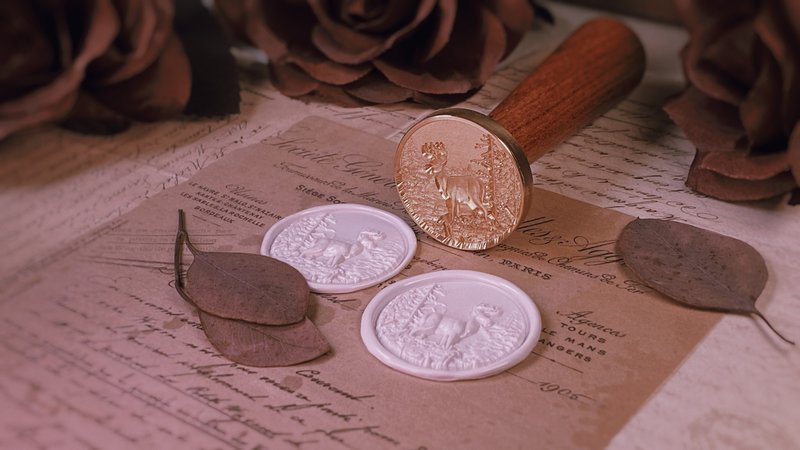 林深见鹿火漆印章浮雕3D立体复古章头手帐信封印章 - 印章/印台 - 铜/黄铜 