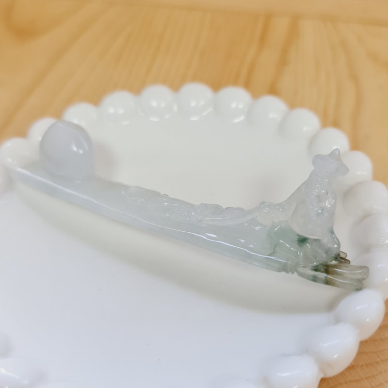 冰胶油青蓝姜太公钓鱼摆件 | 天然缅甸玉A货翡翠 - 其他 - 玉石 