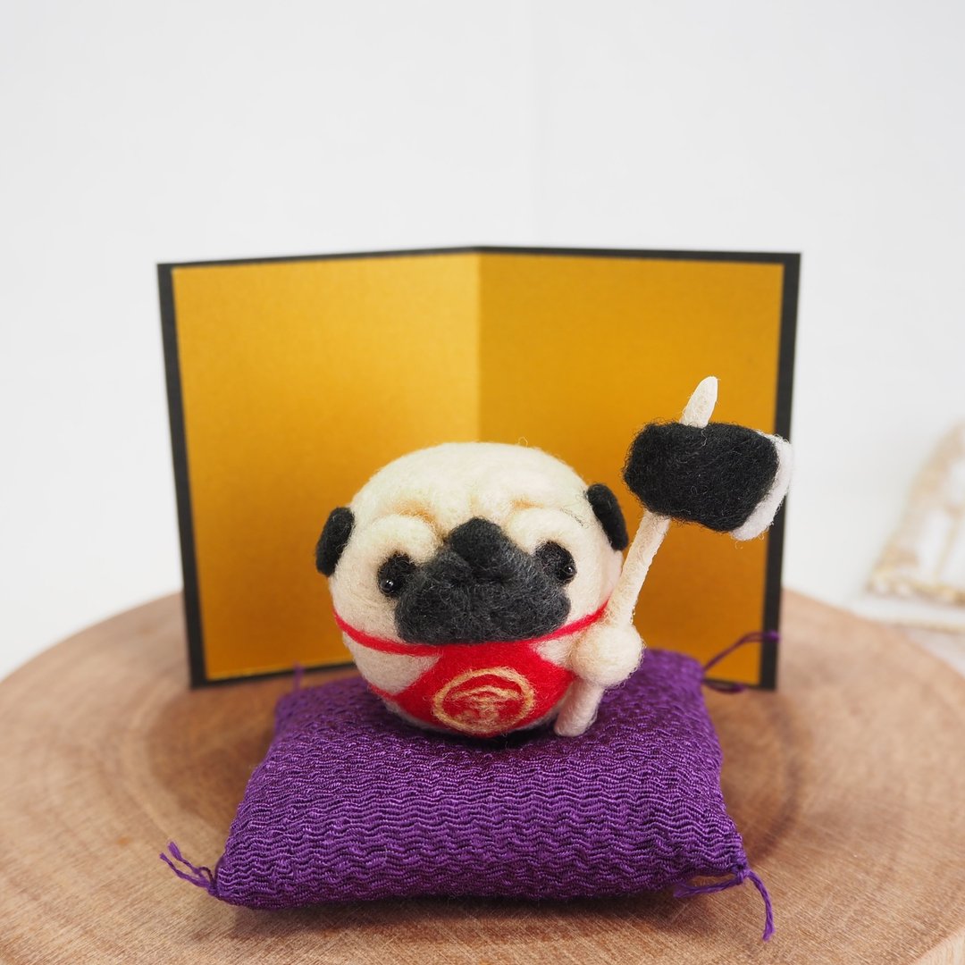 Boy's Festival  Mayu Pug Kintaro (Fawn Pug, Black Pug)  Wool felt - 摆饰 - 羊毛 红色