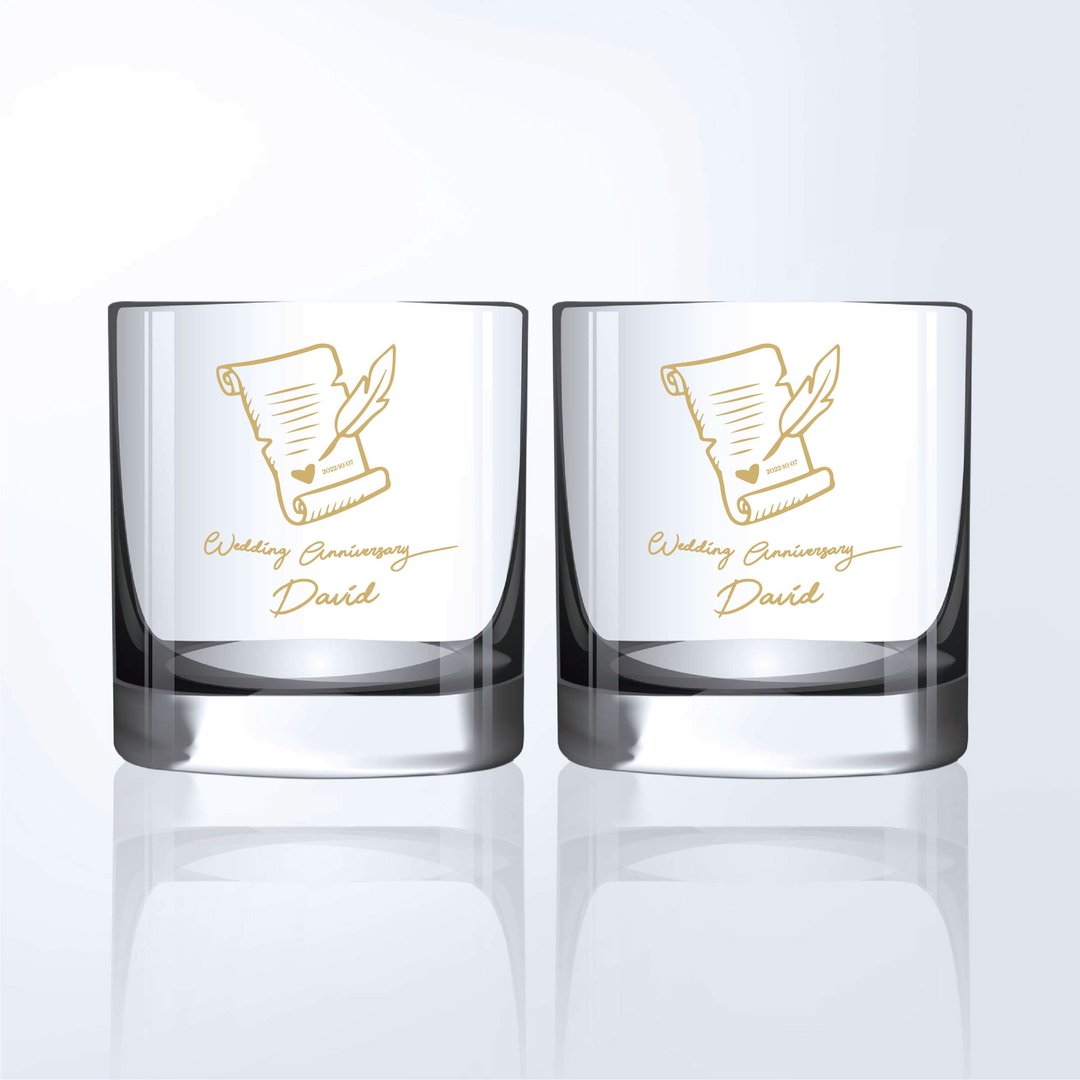 结婚礼物|订制威士忌对杯 庆祝新婚定制化雕刻礼物送情侣送新人 - 酒杯/酒器 - 玻璃 