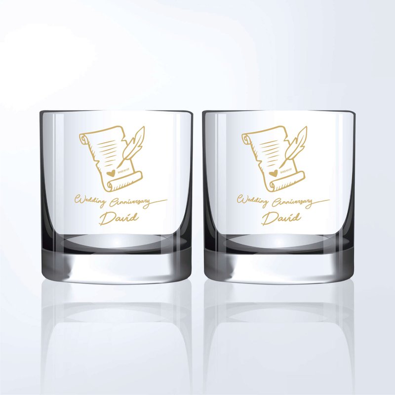 结婚礼物|订制威士忌对杯 庆祝新婚定制化雕刻礼物送情侣送新人 - 酒杯/酒器 - 玻璃 