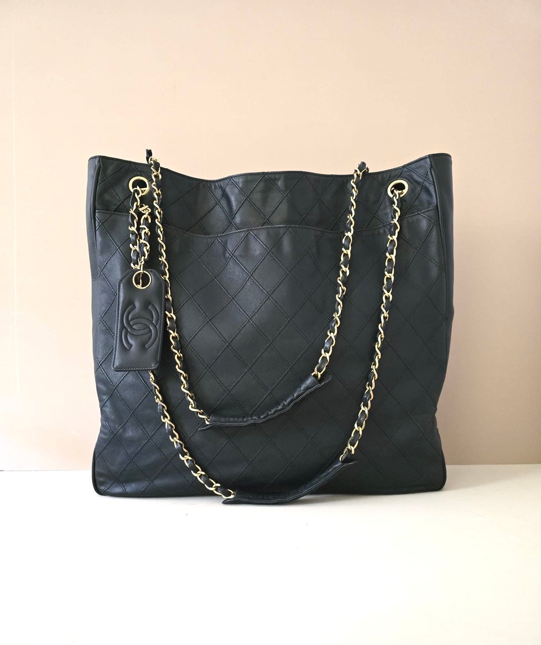 绝版中古包 Chanel 黑金色链条托特包 侧背包 单肩包 古董二手包 - 侧背包/斜挎包 - 真皮 黑色