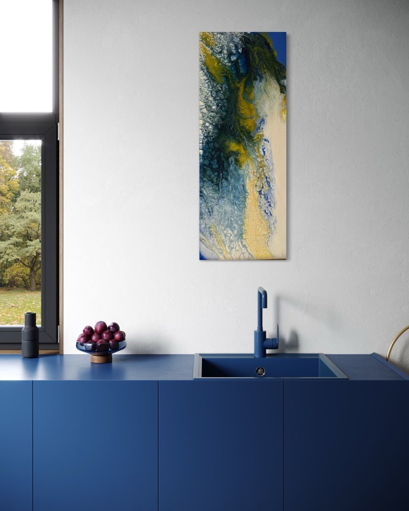 流体艺术 • 摆布画作 • 抽象原创丙烯酸画摆布画作 - 海报/装饰画/版画 - 棉．麻 绿色