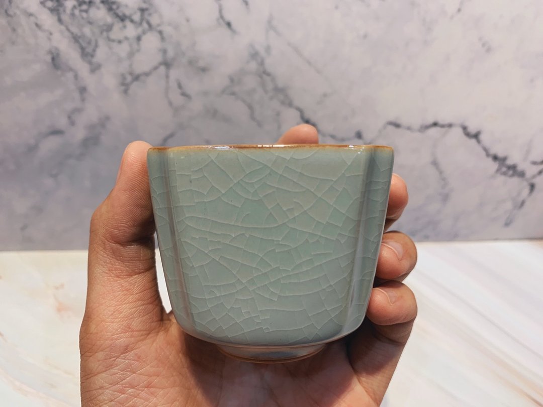 台湾汝窑大师林德丰 - 汝窑高四方杯(现货+预购) - 其他杯子 - 陶 蓝色